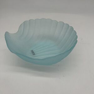 Byron Hirota Glass Frosted Blue Seashell Trinket Bowl Tokyo Japan
